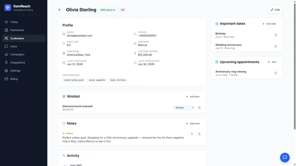 GemReach: A client profile