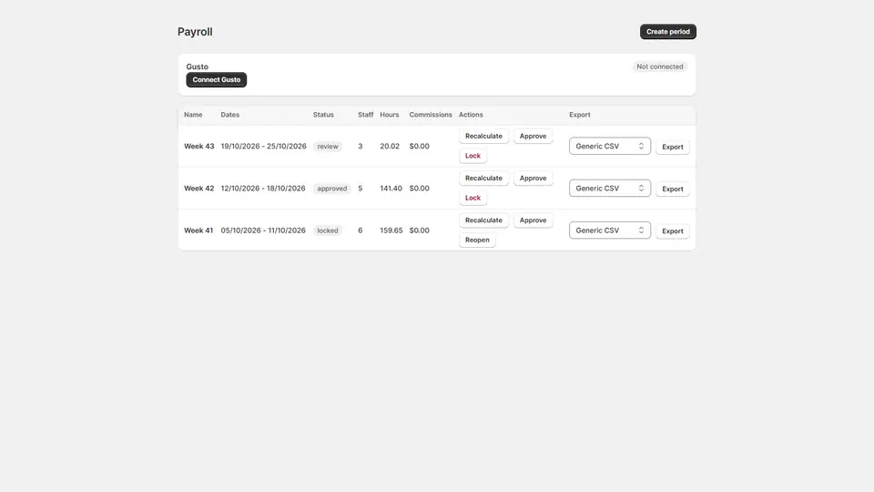 Staff Hub: Payroll export of approved hours