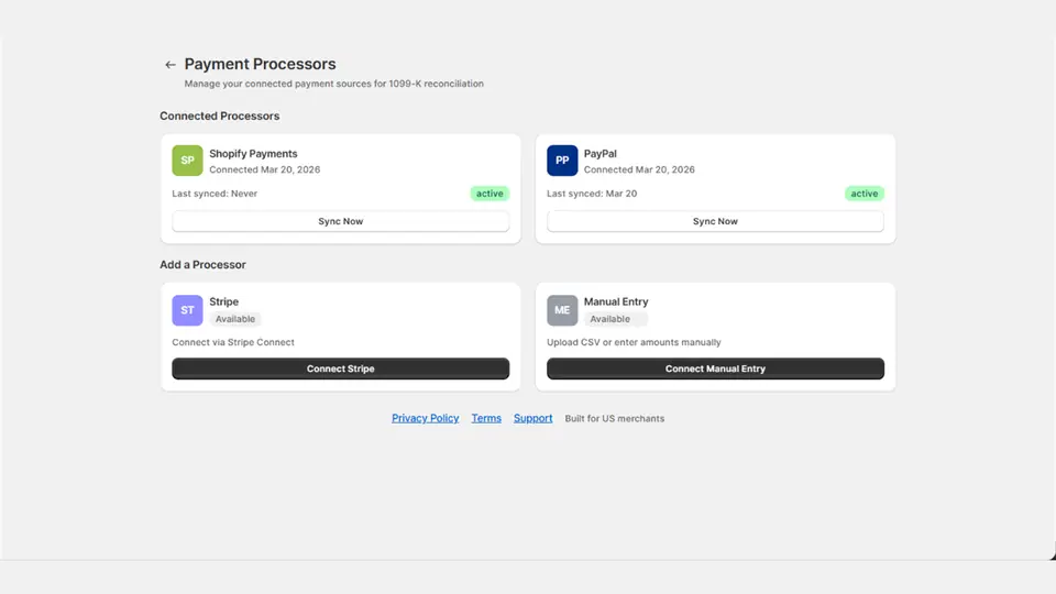 TaxMatch: Connected payment processors